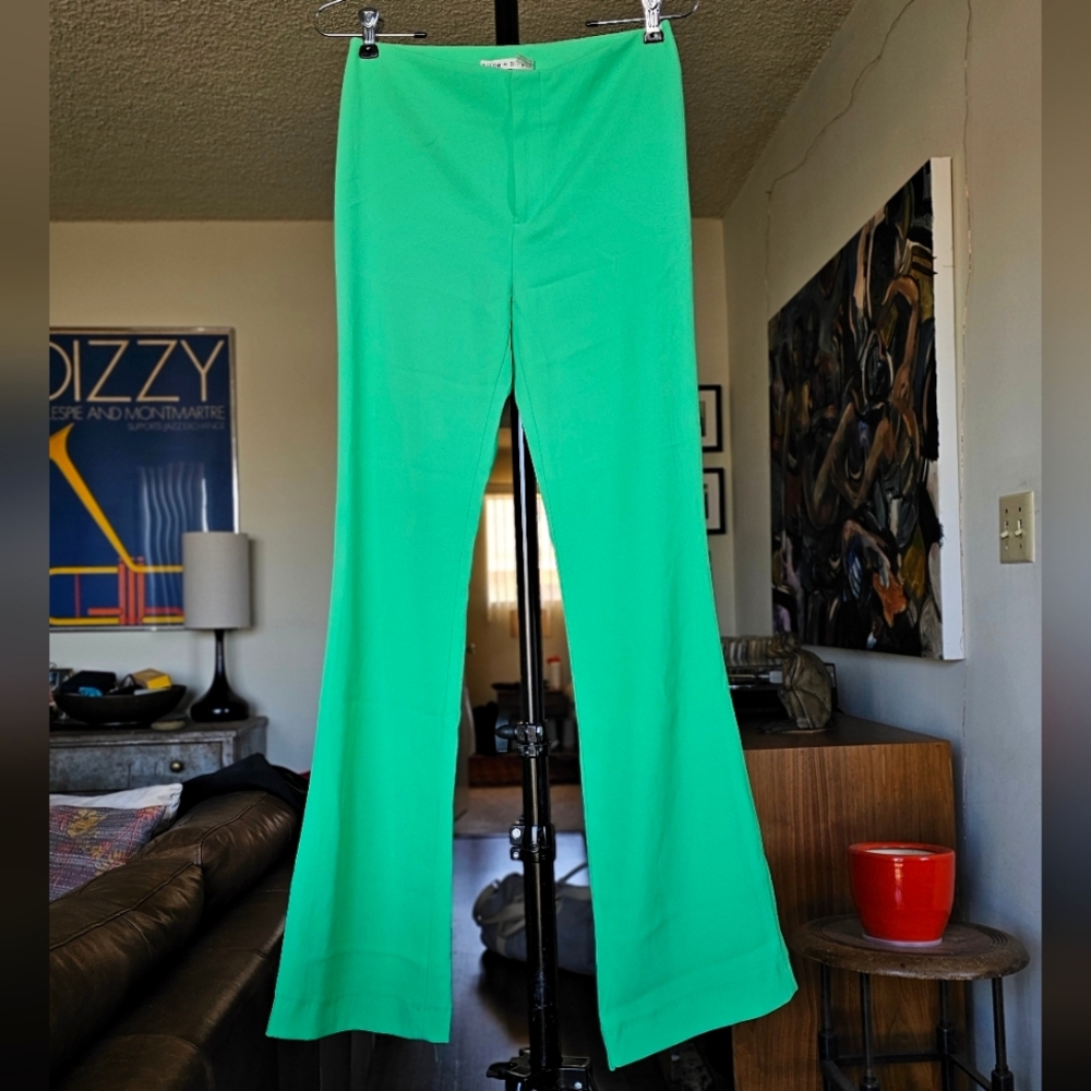 Alice + Olivia Bright Green Flare Pants